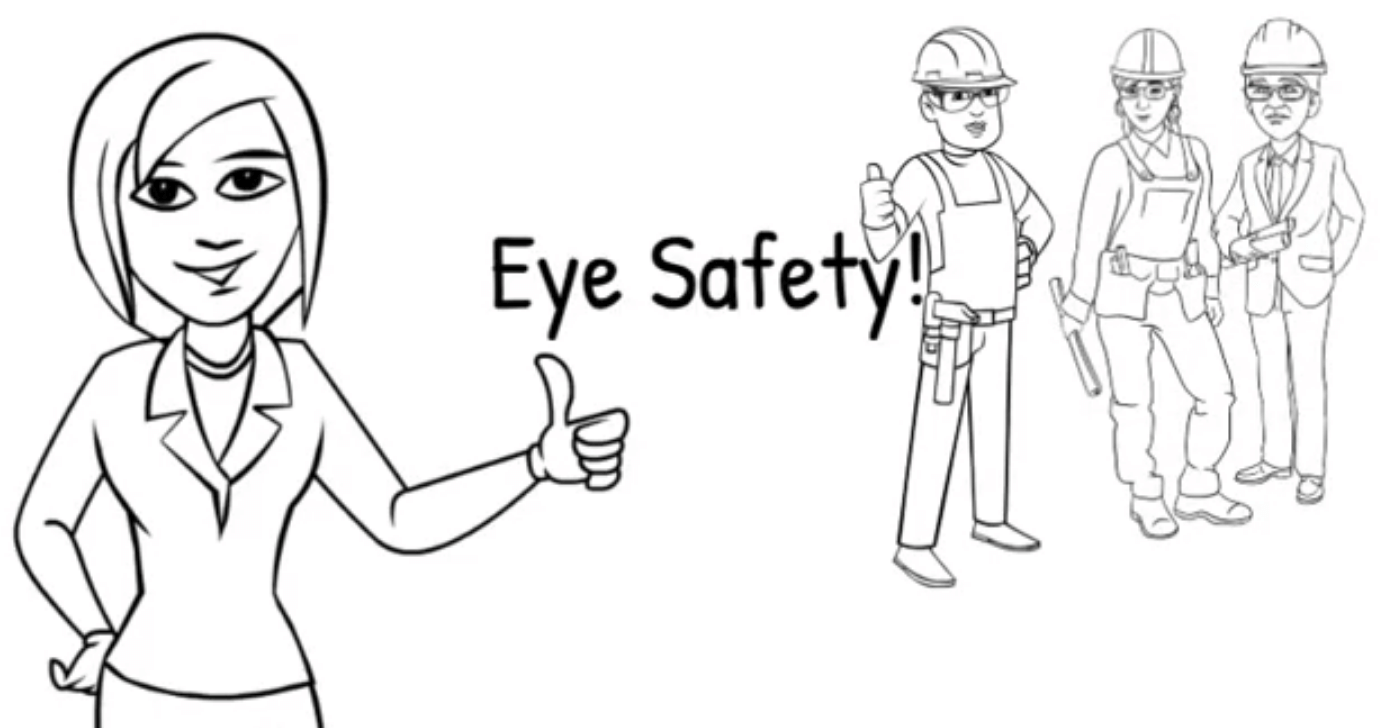 Cartoon image of eye safety - Considerations for safety glasses lenses